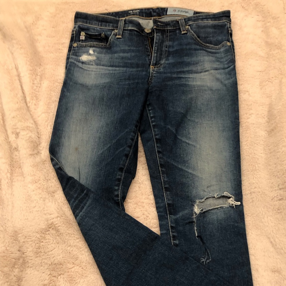 Adriano Goldschmied Blue Distressed 5 Pocket Cigarette Jeans, Size 27R